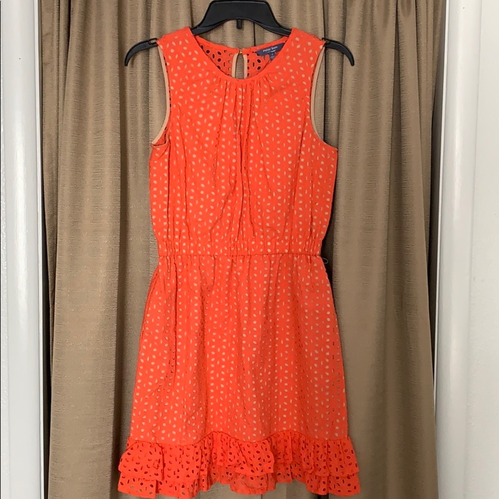 Coral eyelet summer dress.